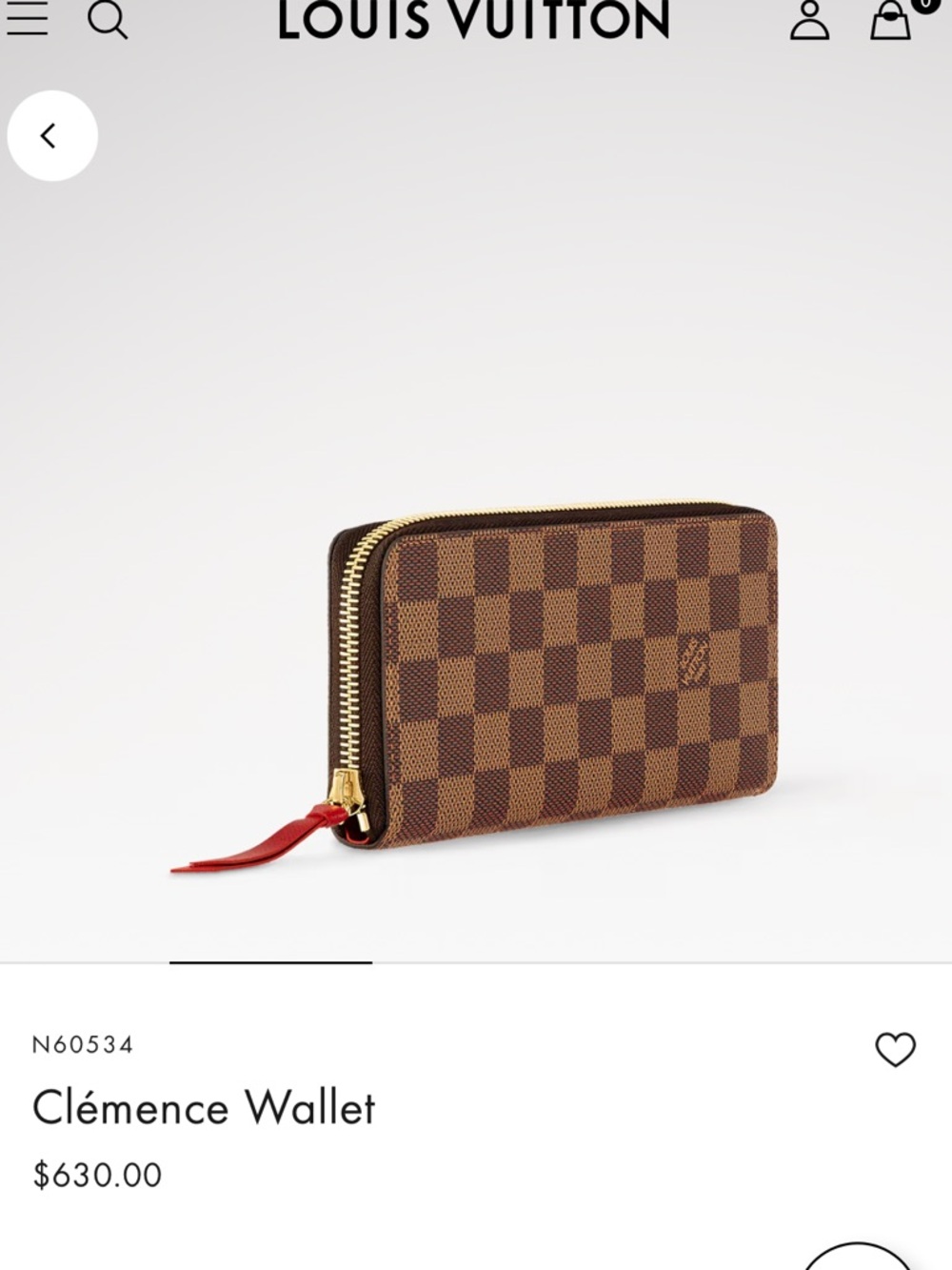 Louis Vuitton Clémence Wallet in Brown Damier Canvas with Red Interior